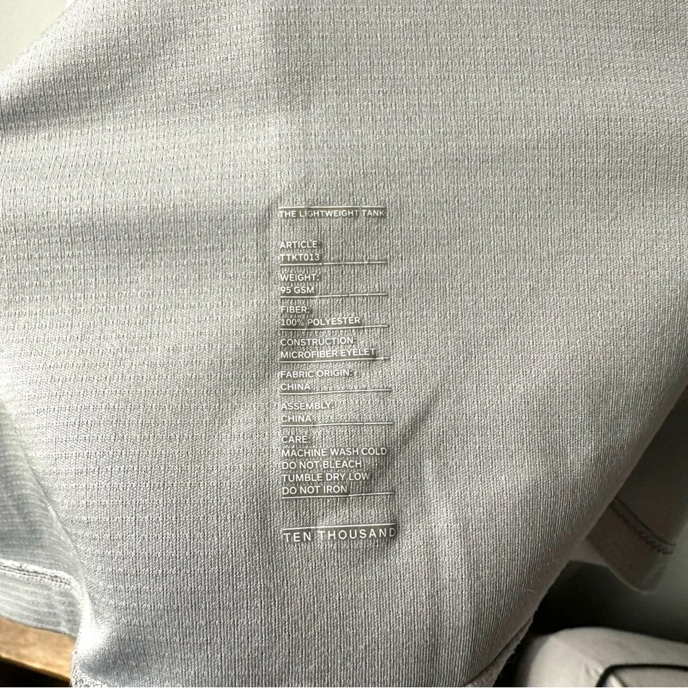 Ten Thousand The Lightweight Tank Men's Gray Sleeveless Lightweight Breathable S - Picture 6 of 9